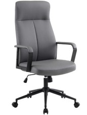 Chefsessel Conrad dunkelgrau, auf rollen, Kunstleder, mit gepolsterter Armlehne 