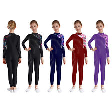 DE Turnanzug Ganzkörper Mädchen Ballettanzug Langarm Gymnastikanzug Overall