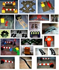 Lego Duplo Eisenbahn Schienen Brücke Kreuzung Prellbock Uhr Weiche Bahnübergang