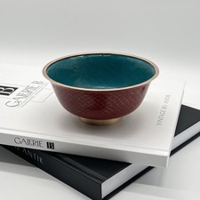 Asiatika - Chinesische Cloisonne Schale Emaille Metall China Rot Vintage