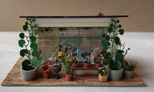 BUSCH H0 1049 Blumenladen fertig gebaut mit LED Licht und zwei Figuren