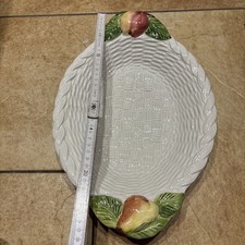 Obstschale Made In Italy Ca 30 Cm Lang Keramik Weiß Mit Apfel Und Birne