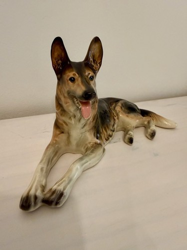 Schäferhund porzellanfigur - schäferhund,