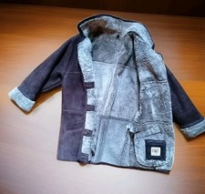 Lammfellmantel / lange Jacke Shearling Echtleder Front Line Gr 38 braun Winter