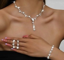 Damen-Schmuckset – Halskette, Armband & Ringe mit funkelnden Zirkonia-Steinen