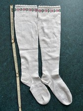 Kniestrümpfe  Damen antik alt mit Bordüre