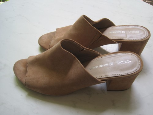 Beige leder pantolette mit - pantolette,