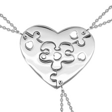 Edelstahl Herz Kettenanhänger 4 Teile mit Ketten Freundschaftskette Familie 