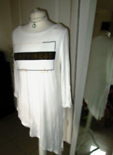 longshirt shirtkleid zipfelshirt Shirt knie langarm Gina 38 M weiß schwarz gold