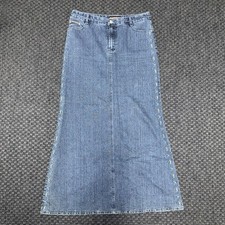 Damen Denim Jeans Rock Gr. XL Dunkel Blau A-Linie Mit Stickereien  An Seiten