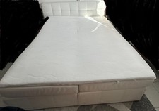 Boxspringbett 180x200cm weiß Kunstleder mit Topper
