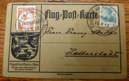 Flugpost karte rhein main - flugpost,