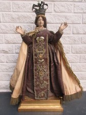 ANTIKE-HOLZ-FIGUR-HEILIGENFIGUR--MADONNA-MARIA-STOFFGEWAND-18.JAHRHUNDERT-MUSEAL