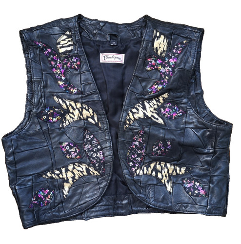 Leder weste damen - kurz, "fleur