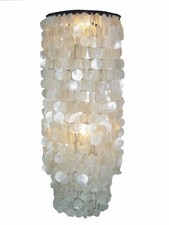 Deckenlampe / Deckenleuchte, Muschelleuchte aus hunderten Capiz, Perlmutt Plät
