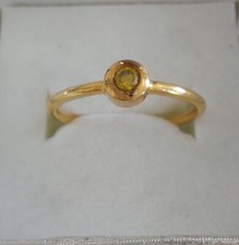 0.10 Ct Gelber Brillant Ring 925er Silber, vergoldet 