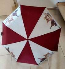 Regenschirm mit Katzenmotiven - rot / weiß          (A)