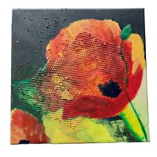 selbstgemaltes Mohn Bild     Acryl/Collage   25 X 25 cm