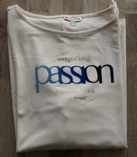 Street One T-Shirt Langarm Größe 48 Farbe beige mit Aufdruck Neu ungetragen