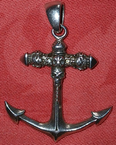 Anhänger anker totenkopf - anker, 925