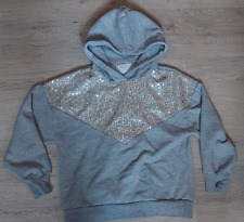 Langarm Shirt Sweat Kapuze  Gr.134 Mädchen Zara Grau Glitzer