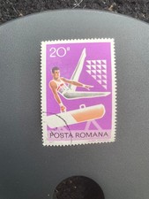 rumänische Briefmarke Turner am Pauschenpferd 1977