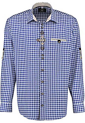 Trachtenhemd blau weiss - os,