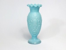 Seltene Vallérysthal Opaline Vase Art Nouveau Glas Opalglas Milchglas Blau 1900