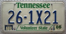 Tennessee Nummernschild USA Kennzeichen US License Plate Volunteer State 261 X21