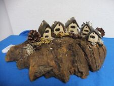 ?beleuchtet?Keramik Häuser Dorf auf Baumwurzel?UNIKAT Handarbeit Weihnachten