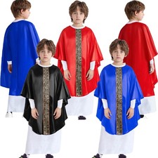 Unisex Kinder Kostüm Priester Kleid Kardinal Outfits Cosplay Runder Hals Teens