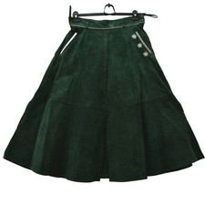 Vintage YUPPIE Echt Rauleder Lederrock 44 Landhaus Rock Dirndl Trachtenrock Grün
