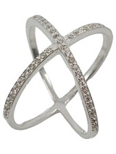 MAINPUNKT Damen Ring Silber Gr. 57 Elegant mit Strasssteinen