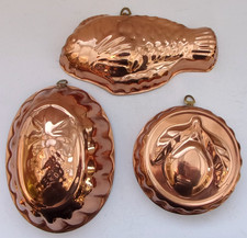 3 Kupfer Backformen innen verzinnt Kuchenform Küchendeko