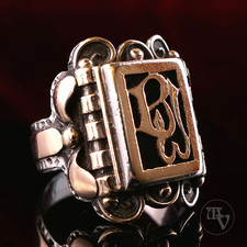 Hochwertiger Siegelring Monogramm Initialen BW / WB 900 Silber & 333 Gold Gr. 61