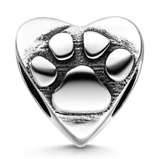 MATERIA Herz Bead Tierpfote 925 Silber antik für European Beads Armband