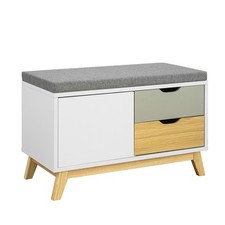 B-waren Schuhbank mit 2 Schubladen & 1 Tür Truhenbank Sitzbank FSR92-W-bwaren