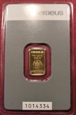 1x 2g Goldbarren Heraeus