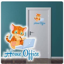 Türaufkleber Home Office Katze Büro Digitaldruck Wandtattoo Türtattoo DT048