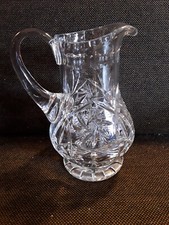 Saftkrug Wasserkrug Kristallglas Henkelkrug geschliffen Bodenstern 60er Sammler