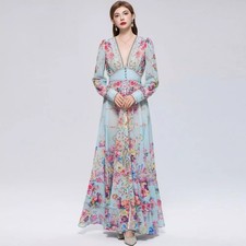 Langes kleid blumen hellblau - langes,