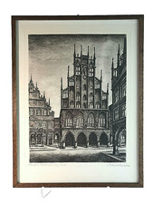 Fritz Hartmann (1878-1961) orginal Radierung gerahmt MÜNSTER Rauthaus 