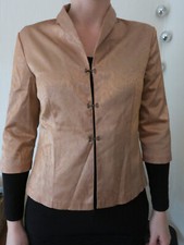 Bluse chinesisch ausgefallen retro vintage Goldschimmer Animalprint