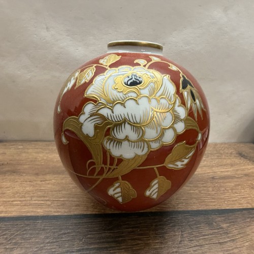Porzellan kugelvase rot gold - kugelvase,