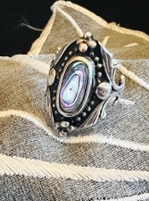 925er Silberring mit Seeopal / Abalone