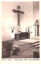 AK Preetz i. Holstein - Stadtkirche, Altar und Taufstein - Privat-Foto-AK ca1960