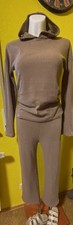 Hausanzug Braun S 34-36 Hose + Hoodie Weich Leicht Lounge Strick Kapuze Schlupf