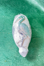 Christbaumschmuck Zapfen Storch Dresdner Pappe Silber Wattezapfen Glitzer 7,5cm