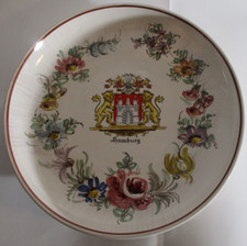 Wandteller Teller Hamburg Wappen d 28 cm Ulmer Keramik handbemalt Geschenk
