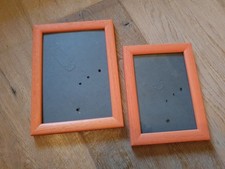 2x Bilderrahmen Echtholz Rahmen 15x20 18x13 cm orange Kinderzimmer